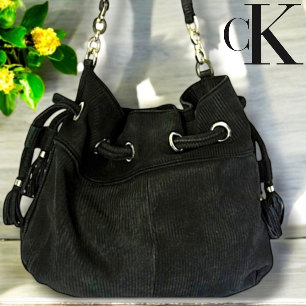👛Black Draw String Hobo Satchel by Calvin Klein